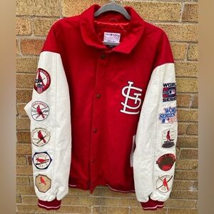 RARE 2006 Embroidered St Louis Cardinals MLB Leather Wool Jacket XXL Chamionship